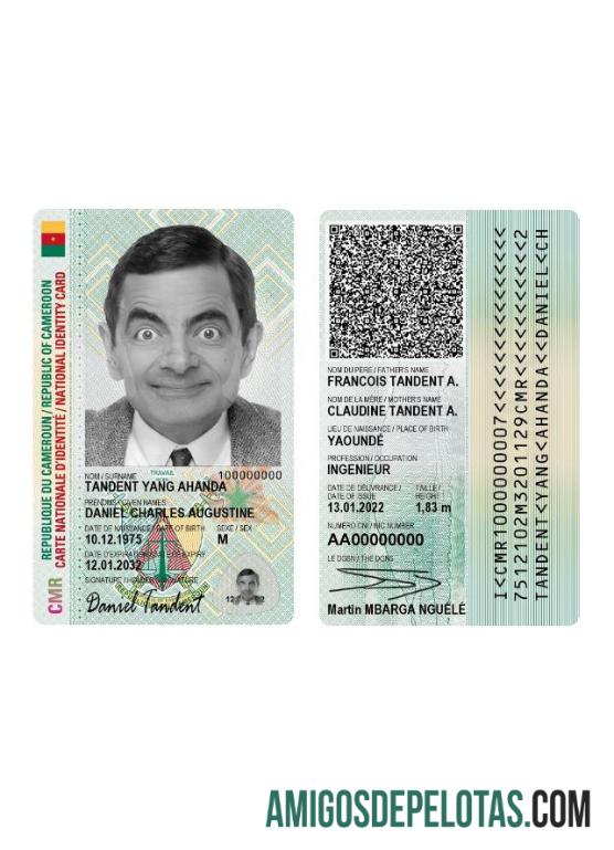 Modelo atual do cartão de identificação dos Camarões 2022